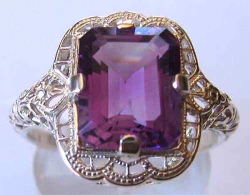 Beautiful-Sterling Silver and Genuine Amethyst Ring