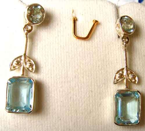 925 Blue Topaz Drop Earrings