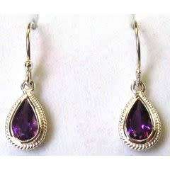 925 Sterling Silver  and Genuine Amethysts Earrings