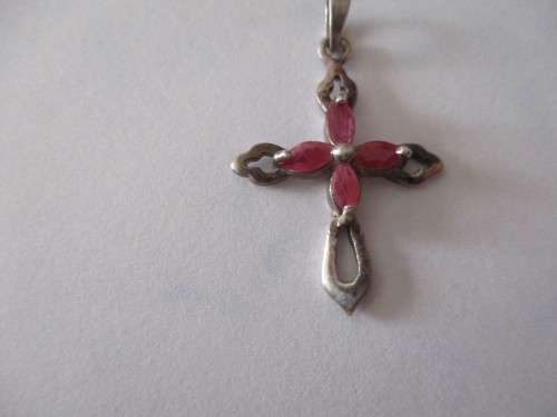925 -Sterling Silver & Rubies Cross/ Pendant