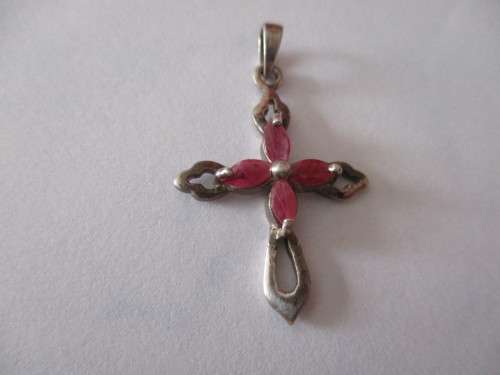 925 -Sterling Silver & Rubies Cross/ Pendant