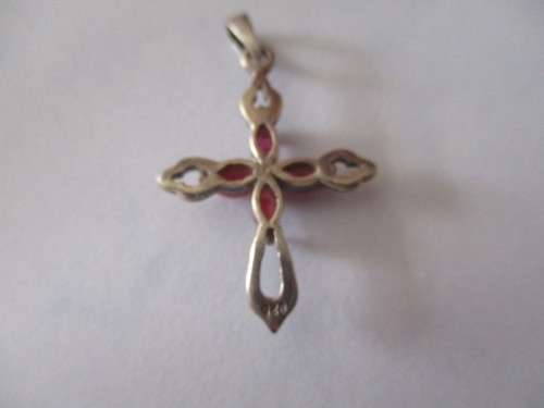 925 -Sterling Silver & Rubies Cross/ Pendant
