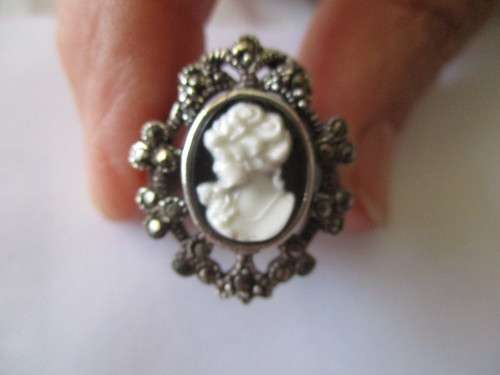 Sterling Silver Marcasite  and  Cameo  Ring