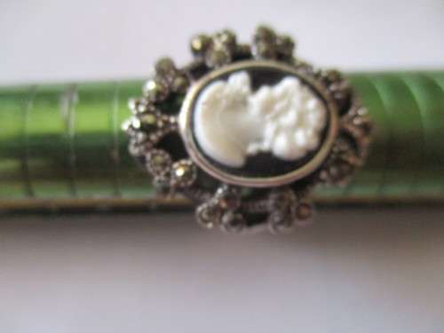 Sterling Silver Marcasite  and  Cameo  Ring