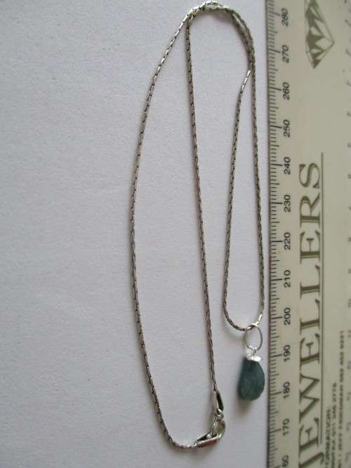 925 Sterling Silver Chain with Green Tourmaline Pendant