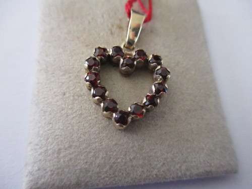 9ct Gold and Garnets `heart `Pendant