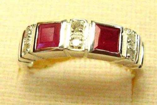 Lovely 925 Sterling Siver  Rubies and Diamonds Ring