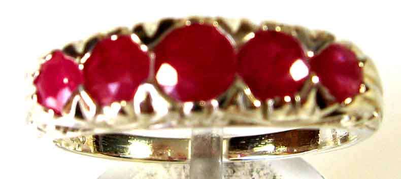Gorgeous -Genuine Rubies in Sterling  Silver Ring.