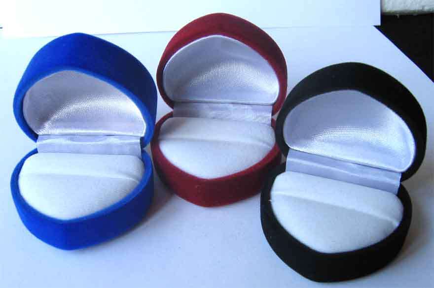 3 pieces - Velvet  Heart shape Ring Box