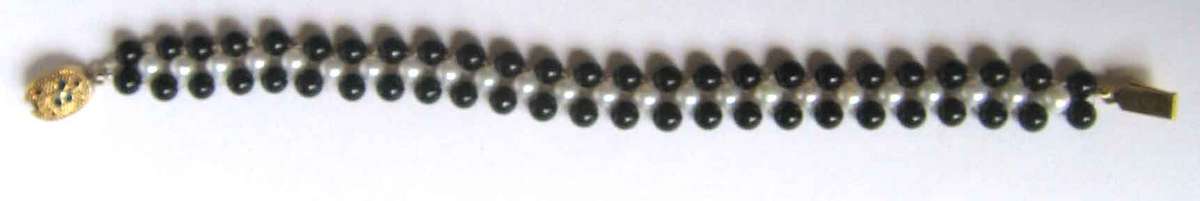 925 -Sterling Silver , Black Onyx and Cultured Pearls -Bracelet