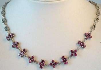 Sterling Silver, marcasite and rubies Necklace
