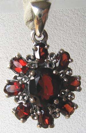 Awesome Sterling Silver & Garnets  Pendant