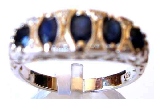 Beautiful  -Sterling Silver,  Genuine Sapphires & Diamonds   - Ring