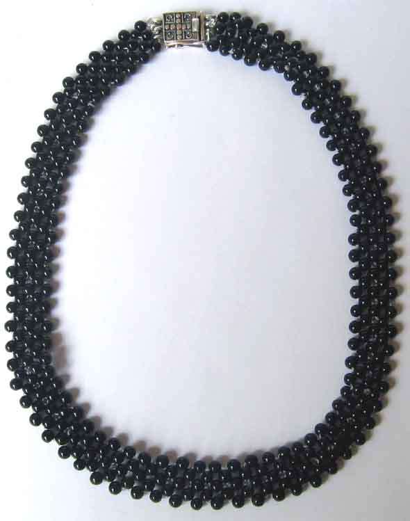 Beautiful  Black Onyx & Silver clasp  Necklace
