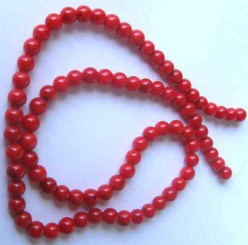 Red Coral one Line beads/ Necklace