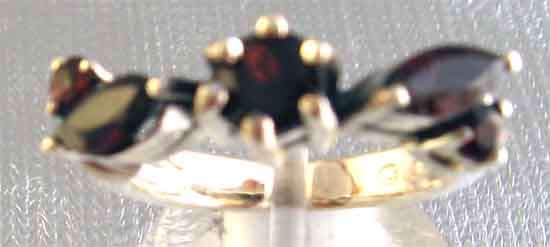 Unusual  Sterling Silver and Garnets Ring.
