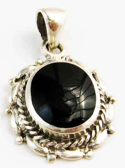 Pretty, Sterling Silver and Black Onyx Pendant,
