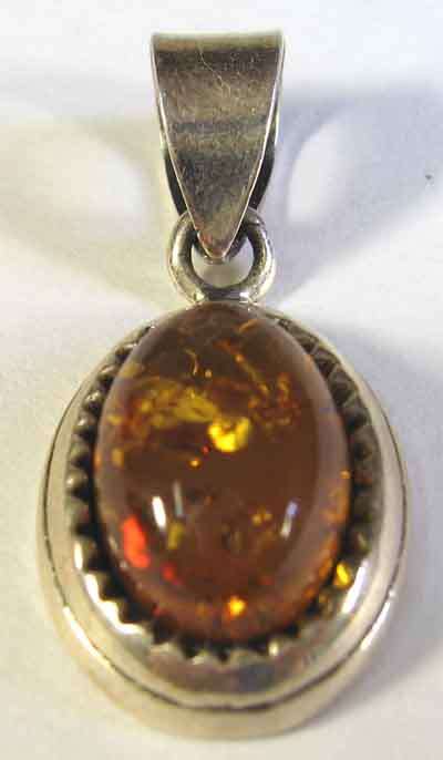 Lovely, Sterling Silver and Amber Pendant.