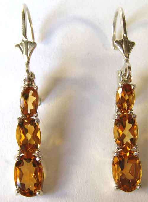 Genuine Citrine Earrings in Sterling Silver.