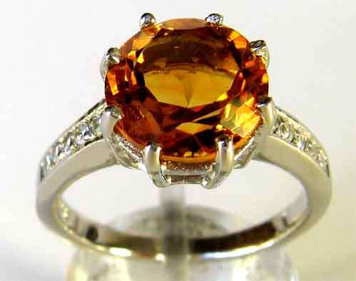 Solitaire, Sterling Silver and Citrine Ring.