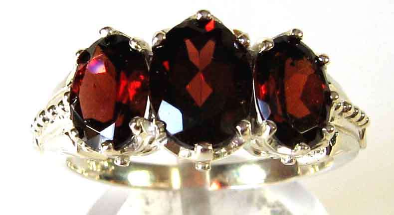Solid Sterling Silver and Garnets Ring.