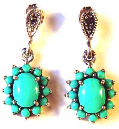 Splendid - A Pair of  Beautiful Turquoise  in Sterling Silver Earrings