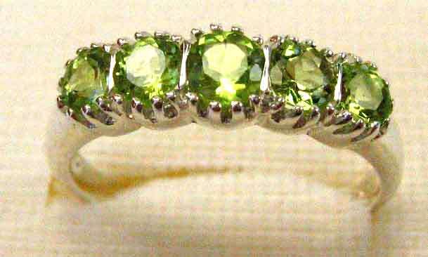 Beautiful Sterling Silver and Genuine  Peridot Ring,