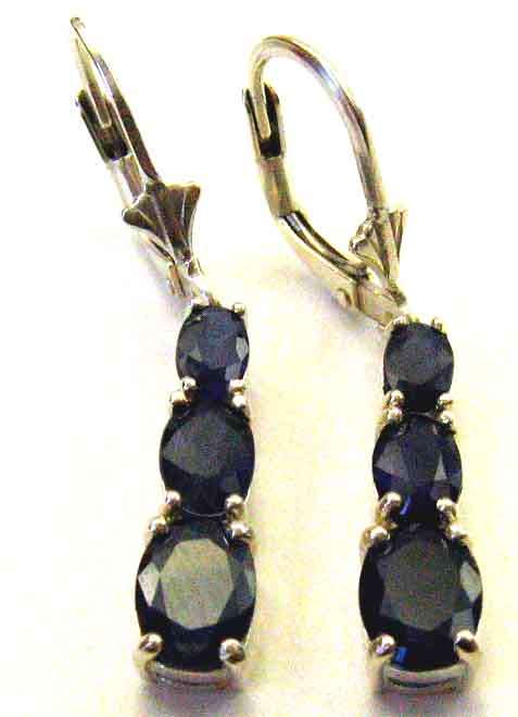 Genuine Blue Sapphires and Silver Earrings.