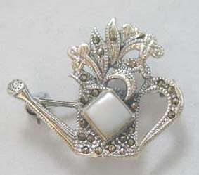 Sterling Silver " Flower Watering Can " Brooch and Pendant.