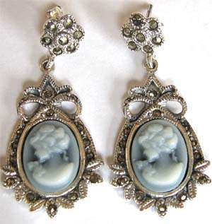 Classic Sterling Silver Cameo  Earrings.