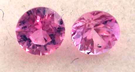 1 lot, 2 pieces of 2.10 mm Round cut Pink sapphires , T. W. .08 ct.