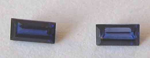 1 lot, 2 pieces of 4.00 x 2.00 mm baguete cut Blue Sapphires, T. W. 0.31 ct.