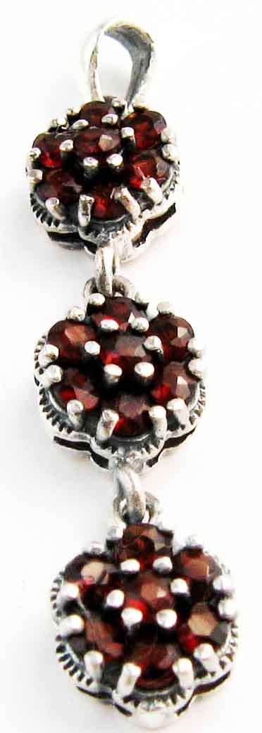 Elegant, Sterling Silver and Garnets Pendant.