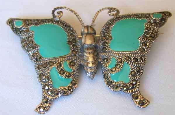Sterling Silver , Marcasite ,''Butterfly'' Brooch.