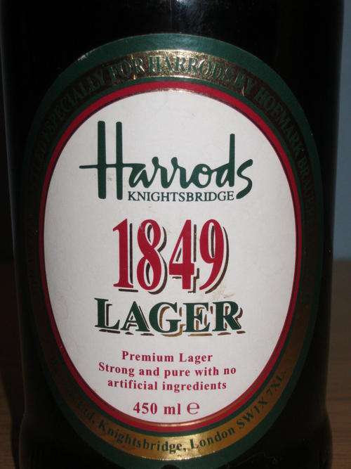 Lager by Harrods Knightsbridge 1849 - 450 ml brewed & bottled specially for Harrods - bottle only