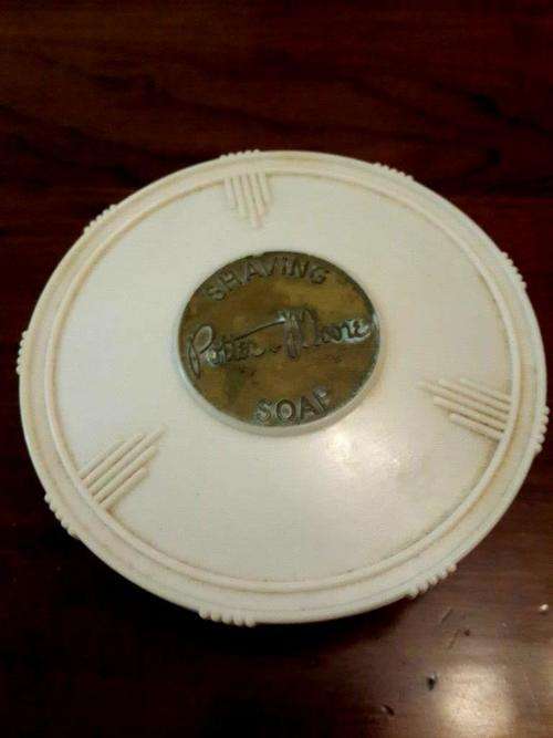 Vintage Collectable Potter & Moore shaving soap dish with lid 10cm dia: Hart - Made in South Africa