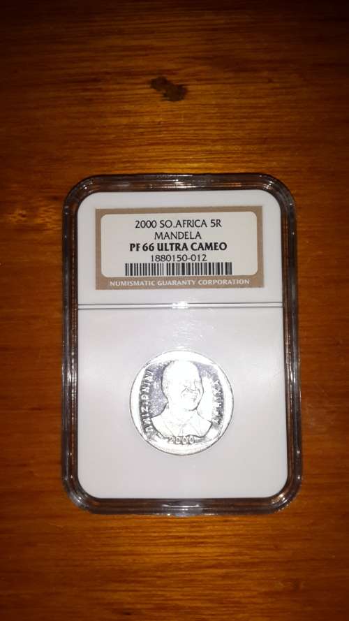 NGC 2000 Mandela Smiley PF66 Ultra Cameo R 5 Coin - Ultimate Madiba Collectable!