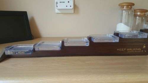 Johnny Walker Green Label &  wooden stand for all the various Johnny Walker Whiskys - unique