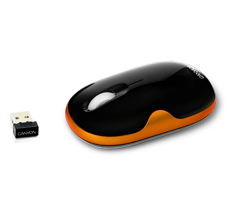 CANYON BLACK with ORANGE WIRELESS OPTICAL MOUSE with FREE MOUSE PAD