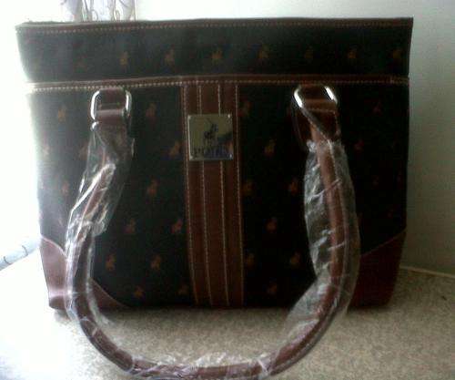 Polo Bag with brown polo pics and brown trimming
