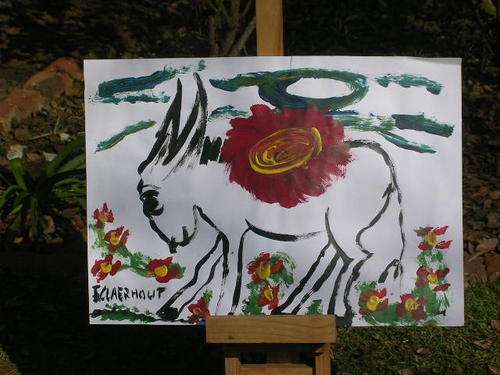 A2 CLAERHOUT ORIGINAL Arylic onpaper Donkey Crazy Wed R1 start HAPPY BIDDING ON A GREAT ARTPIECE