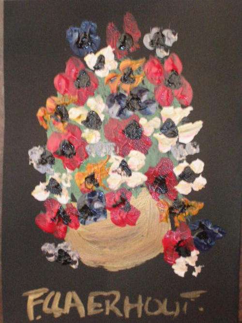 A5 unframed  floral Acrylic Claerhout original Weekend special R1 auction