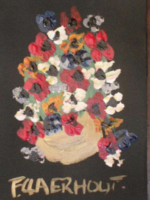 A5 unframed floral Acrylic Claerhout original Crazy R1 auction