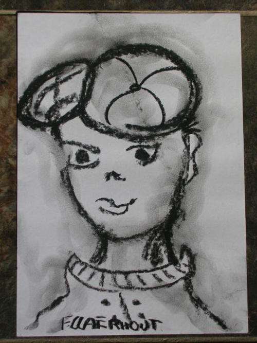 A little big man Claerhout original charcoal a4 R1 crazy auction