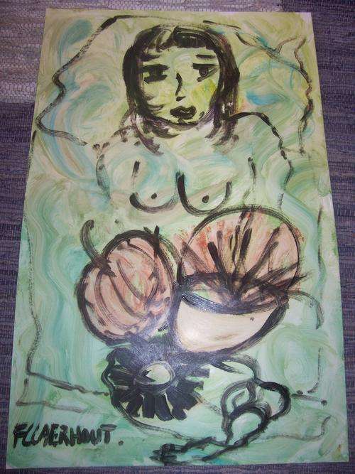 This painting was made by Father of Liezl for herself in Tweespruit Oil on white board 77x50cm