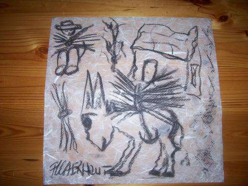 Rice paper? Yes one of a few he made for friends Claerhout original charcoal 30x28cm R1 start