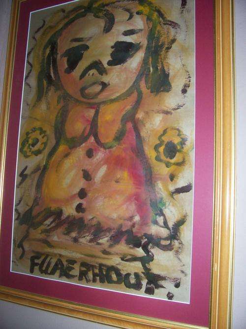 This very old artpiece CLAERHOUT ORIGINAL is framed and stunning 60x40cm brown paper oil