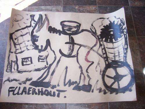 Acrylic on very thick brown cardboard 93x76cm This massive Claerhout original donkey Wed auction