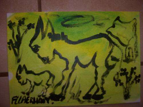 Oliesmeer op canvas  Twee donkies 20x30cm elk ek kan nie deel nie So 'n stel vir jou Vrydag bod