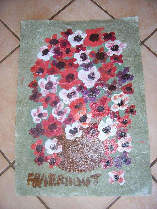 42x60cm homemade paper Claerhout original arylic painting Weekend special